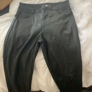 Black faux leather pants